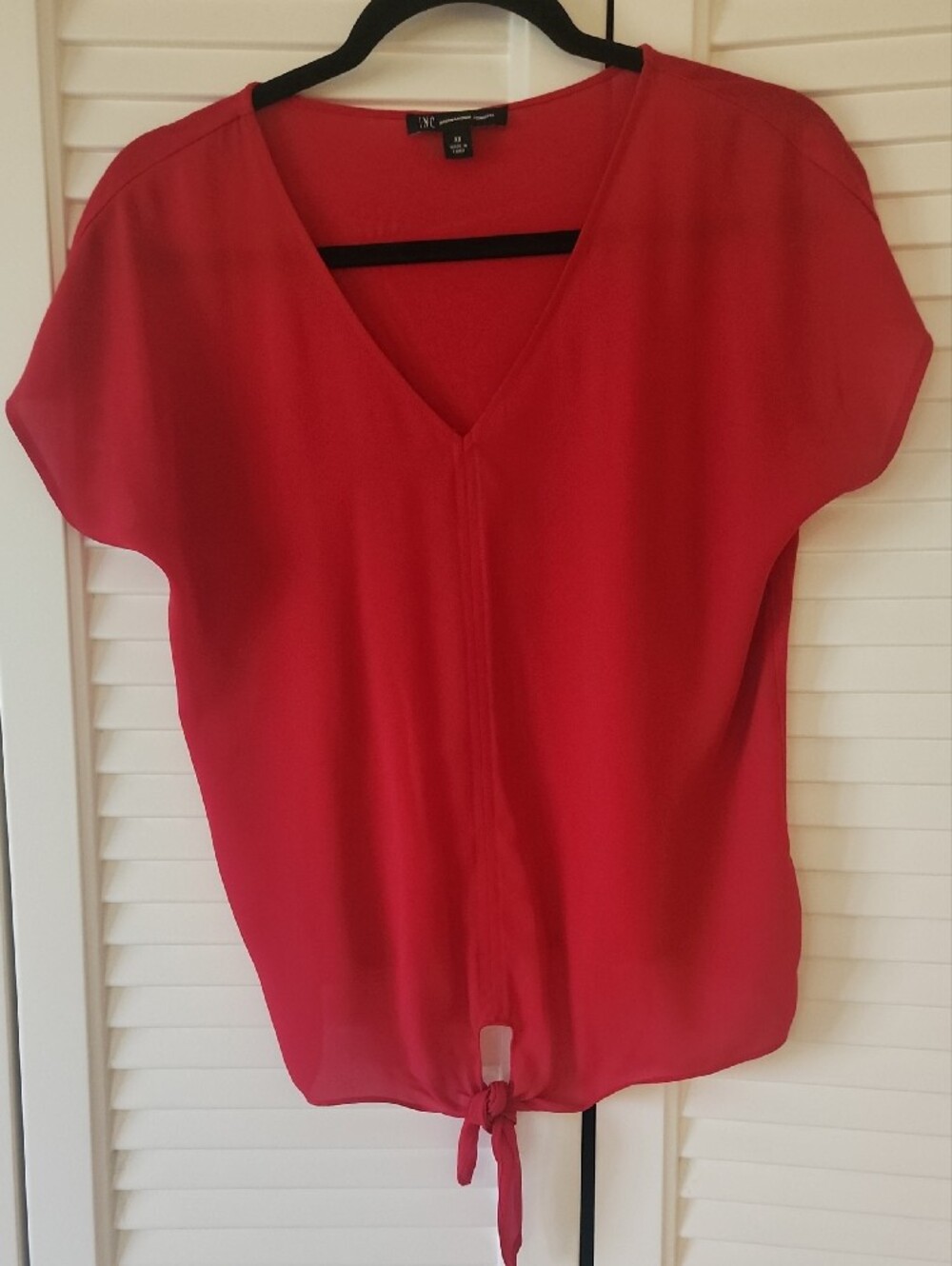 INC International Concepts Red Tie-Hem Blouse